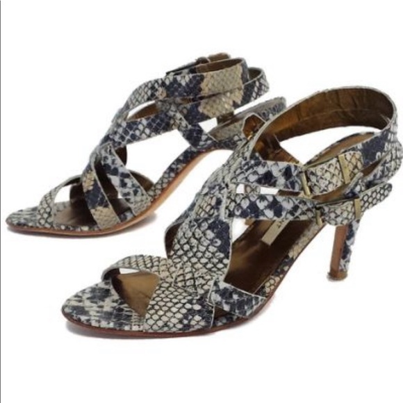 Cynthia Vincent Snakeskin Strappy Heels 9 - Picture 1 of 7